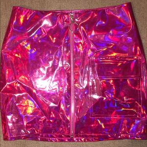 Electric hot pink mini skirt